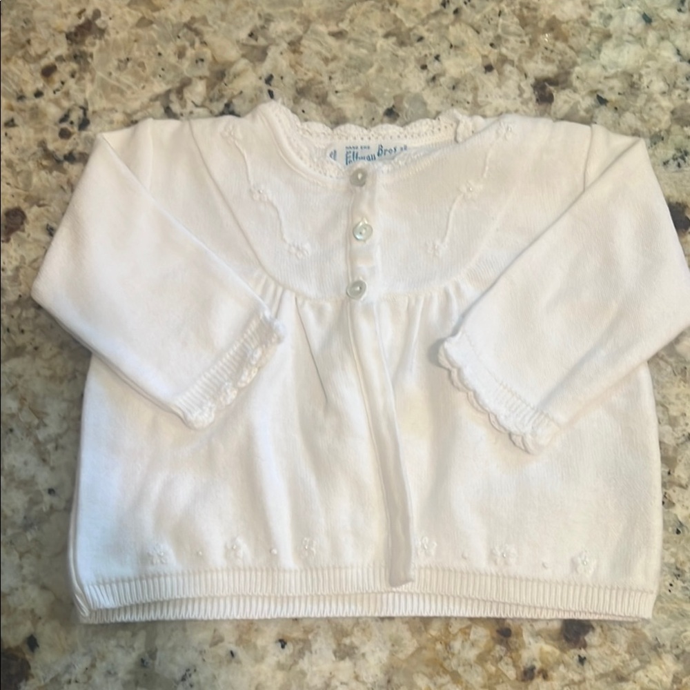 White Baby Cardigan with Embroidered Details
